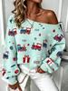 Cozy One-Shoulder Long Sleeve Knit Sweater for Women - Warm Christmas Autumn/Winter Style 2026