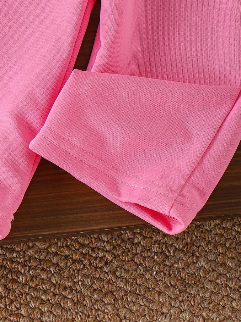 European & American Girls' Long-Sleeved Sweatshirt + Pink Pants Baby Set