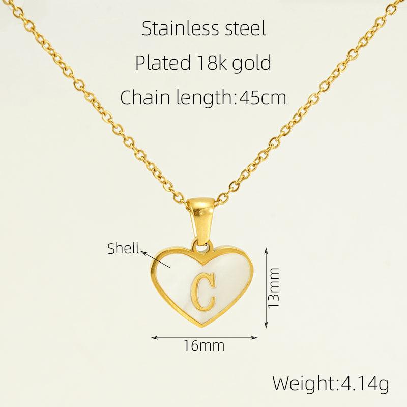 26 English Letter Love Inlaid Shell Necklace Women's European and American Collarbone Chain Pendant Jewelry 2026