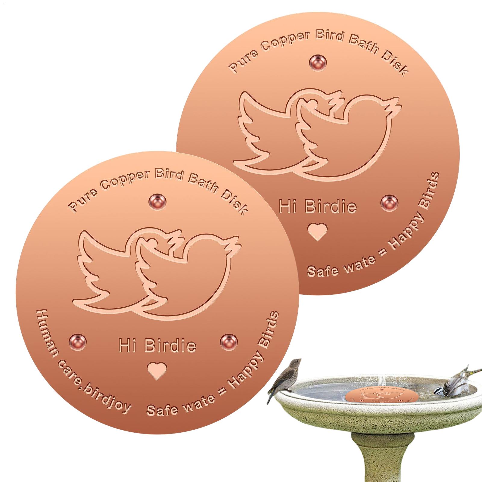 2pcs Copper Bird Bath Cleaning Disk, 0.6mm Pure Copper with Triple-Point Support, Universal Fit for Outdoor Birdbaths