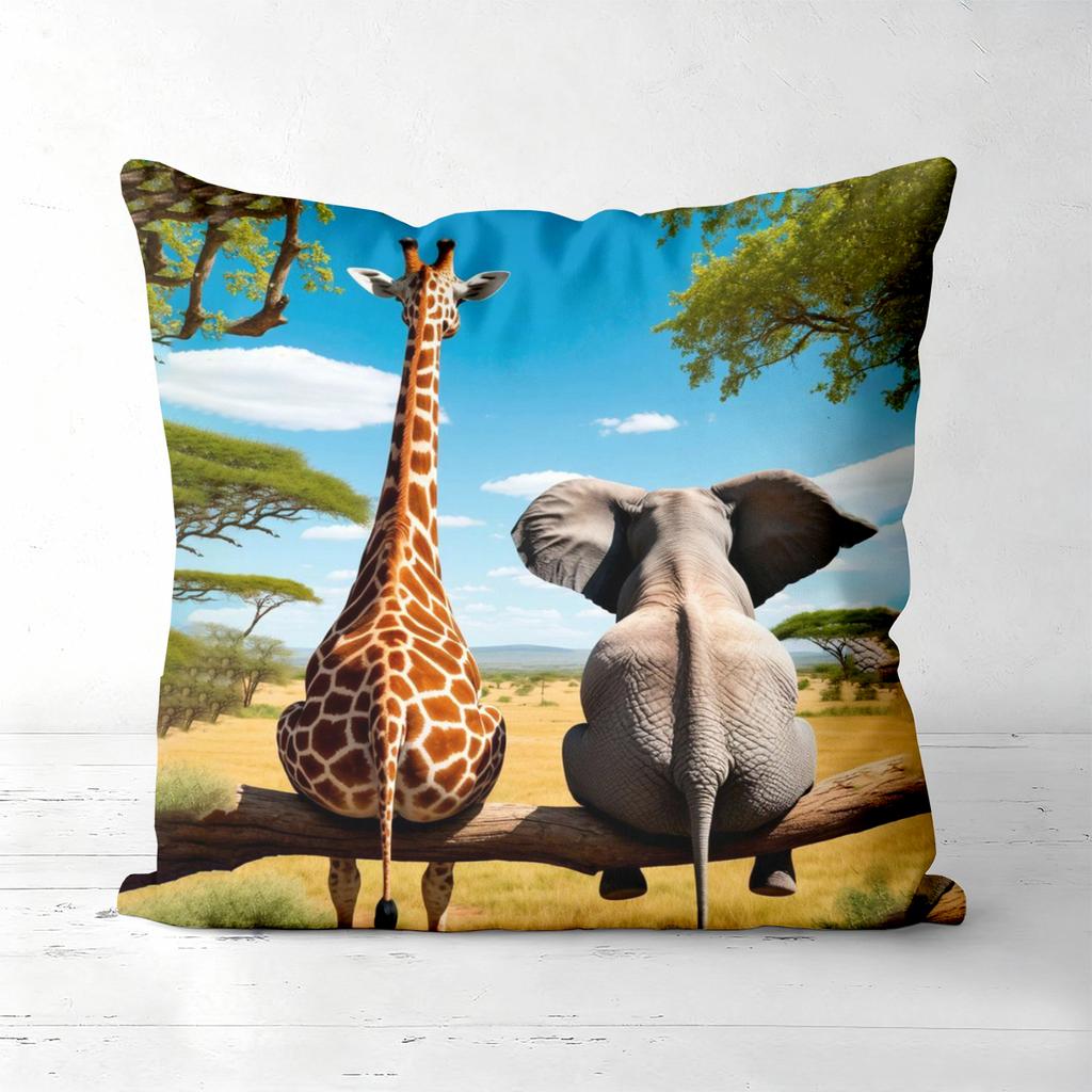 Giraffe Elephant Beach Pillows with Nature Scenes Polyester pillowcase, sofa decorative cushion cov Headboard Pillow