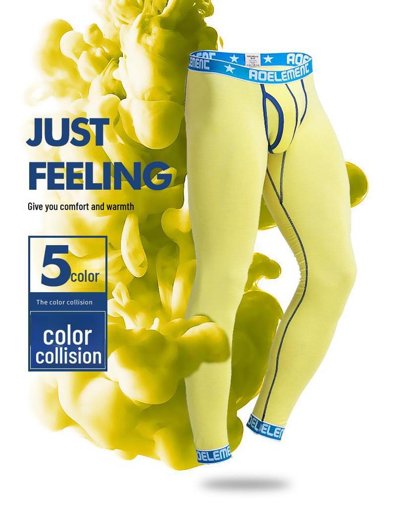 Pánské teplé bavlněno-vlněné legíny slim fit na podzim-zimu