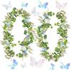 1PC Grüne Blattgirlande 180cm Künstliche Blumen Rebe Party Hochzeitsdeko Mit 3D Schmetterling Lebensechte Faux Floral Wand Akzente