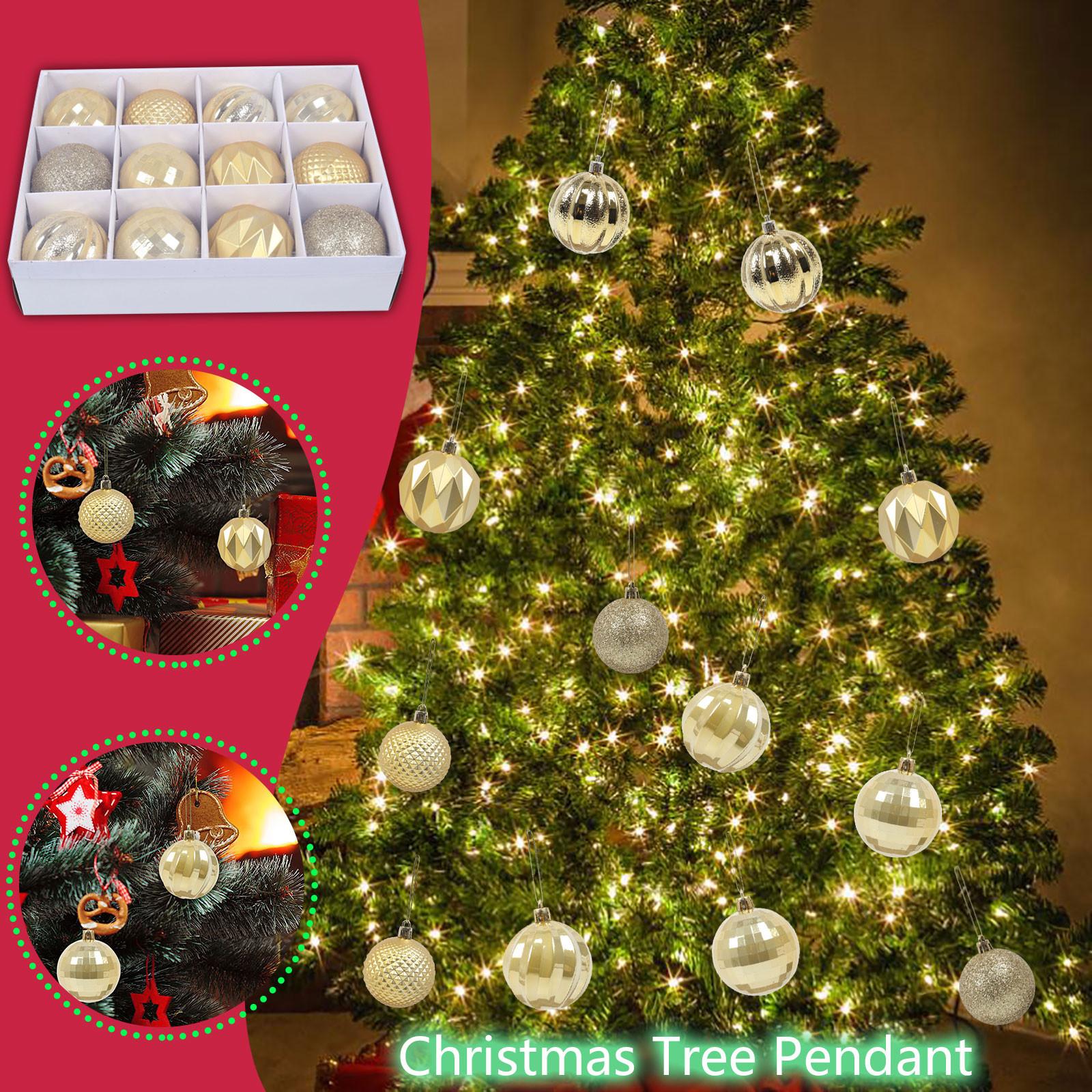 

12PCS Різдвяна кулька Baubles Party Xmas Tree Decorations Visising Ornament Decor жовтий