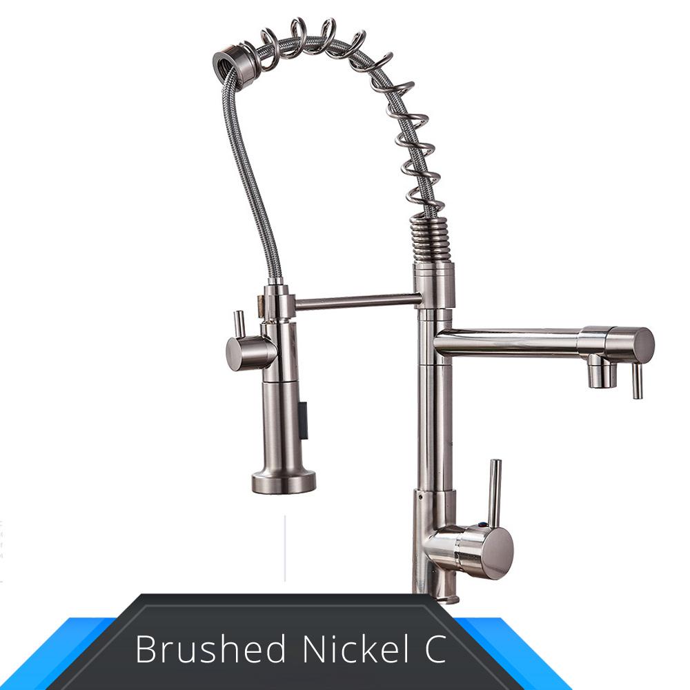 Rubinetto da Cucina Rozin Nero e Oro Rosa a Molla Estraibile Miscelatore Acqua Calda e Fredda Rubinetto a Cascata con Doppia Uscita Montaggio su Lavello
