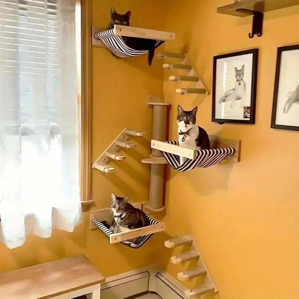Cat Climbing House Made Of Solid Wood Sisal Cat Climbing Ladder Durable Cat Scratching Post Cat Tree Pet Furniture