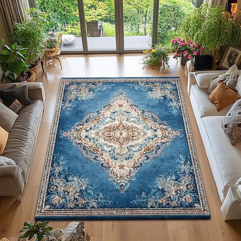 Vintage Persian Green Carpet for Living Room Bedroom Lounge Sofa Mat Large Area Decoration Home Rugs Retro Luxury Design