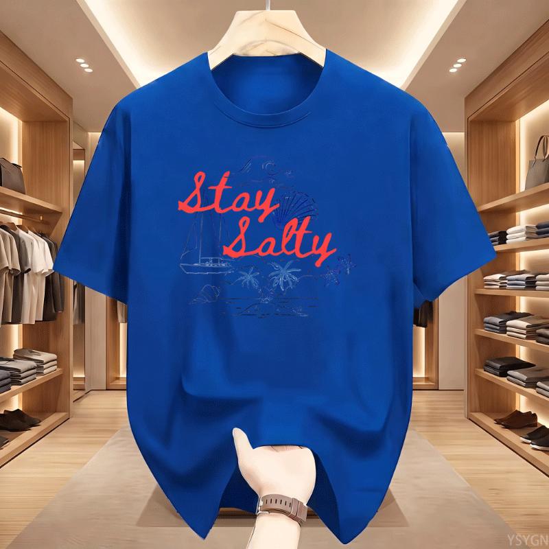 Stay Salty Graphic Tee Beachy Summer Cotton T Shirt Casual Round Neck Printed Short Sleeve Tshirts Unisex Comfortable Clothing