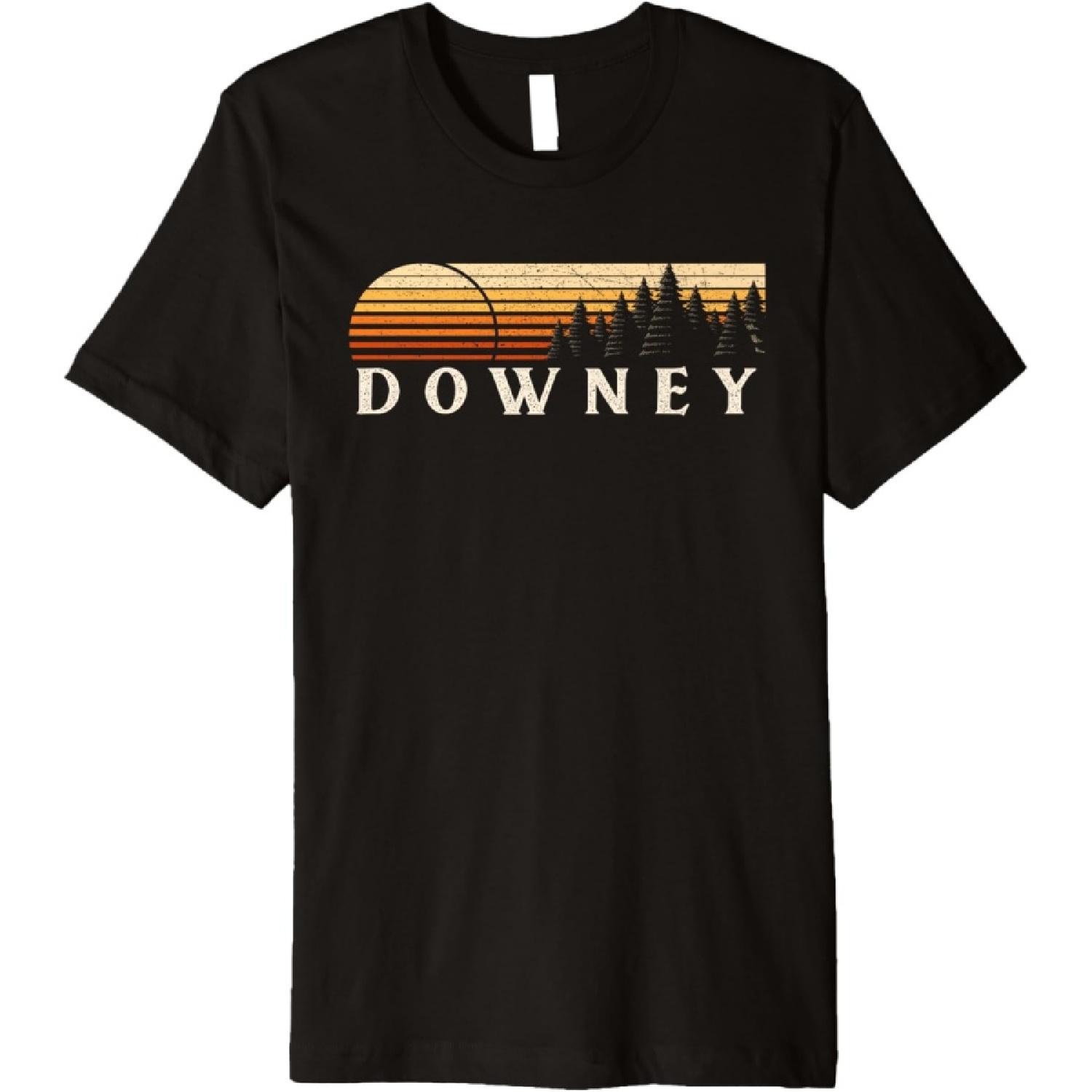 Downey, ID Vintage Evergreen Sunset Eighties Retro Premium T-Shirt S