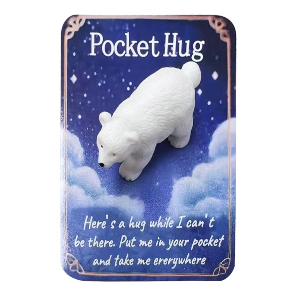 Animal Pocket Hug Gifts, Mini Resin Animal Hug Token, Cute Pocket Hug Turtle Keepsake with Positive Cards Encouragement Card