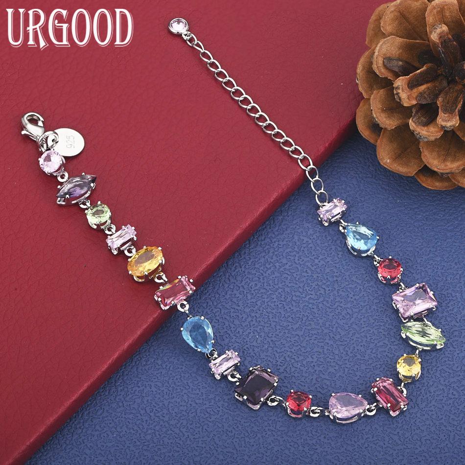925 Sterling Silber AAA Zirkon Seitenkette Exquisites Armband Geschenk Schmuck