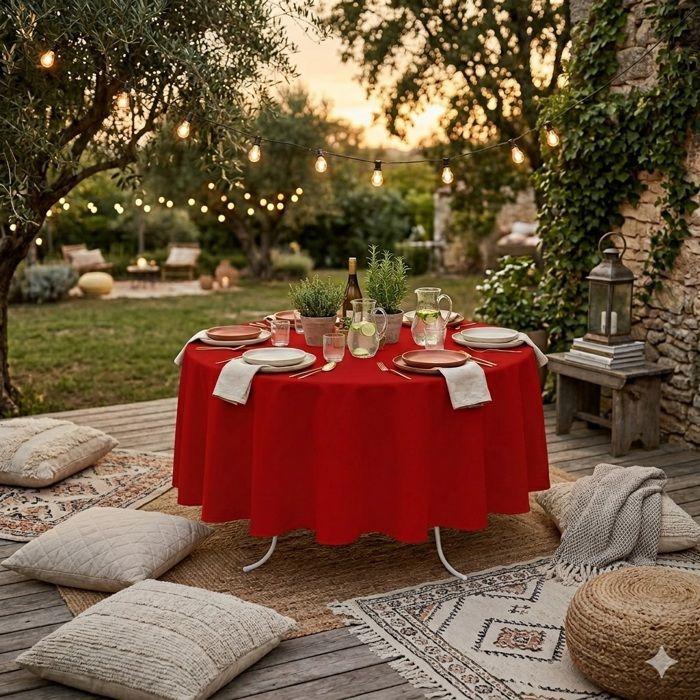 Nappe ronde 180 cm Nelsonn rouge