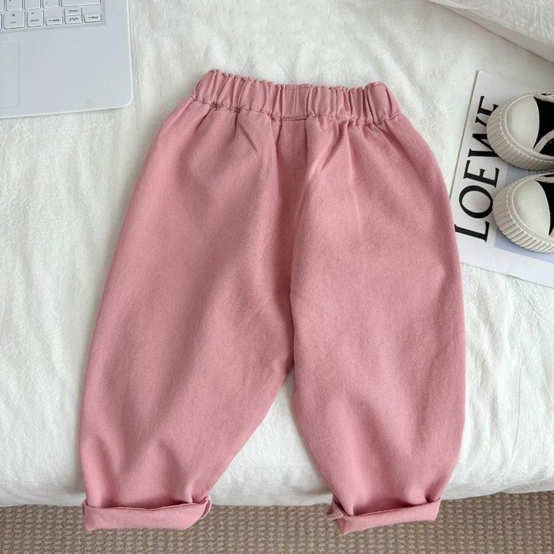 Girls Casual Pants Autumn Cherry Sweet Embroidery Loose Autumn Outfit for Girls Stylish Baby Girl Pants Spring