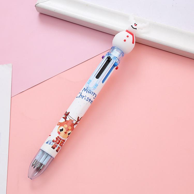 Christmas 6-Color Ballpoint Pen: Cute Holiday Gift for Students, Colorful Journaling & Office Stationery