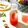 Glass Water Bottle Set 600ML/400ML Glass Bedside Water Bottle with Glass Drinking Cup for Milk Beverage Tea