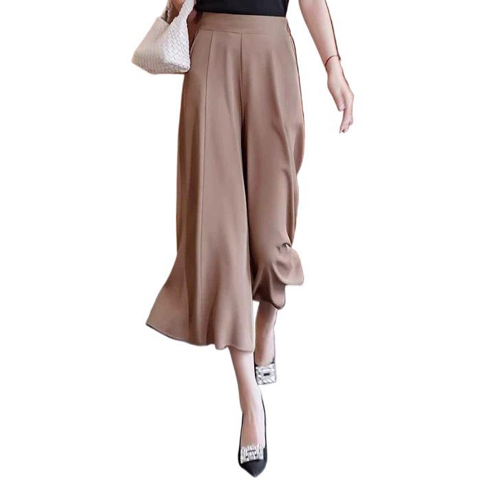 Ice Silk High Waist Wide-Leg Skirt Pants for Women - Summer 2026 Collection, Thin and Casual Seven-Point Length
