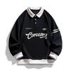 Herren Oversized Kontrastfarben Revers Sweatshirt Frühling Hip Hop Streetwear Sweatshirt Harajuku Baseball Uniform Hoodie Herren