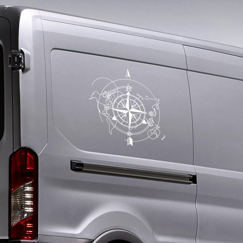 Car Compass World Map Wall Sticker For Camper Van Motorhome Decoration Caravan RV Camping Decor Decal Auto Tuning Accessories