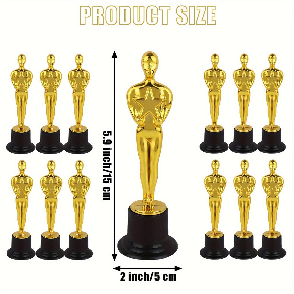 1/3/6/12 Pezzi Statuette Trofeo Dorato, Trofei Premio in Plastica Stile Oscar per Decorazioni da Festa, Regali di Apprezzamento