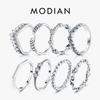 Modian Silber Gold Rose Glänzende Ringe für Damen Mode 100% 925 Silber Stapelbarer Fingerring Hochzeits Statement Schmuck
