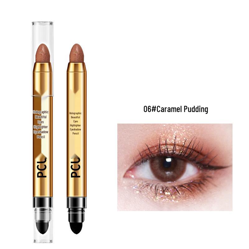 PCU Double-Ended High-Shine Eyeliner & Eyeshadow Stick - Milk Tea Brown, Lazy Diamond, Brightening One-Swipe Formula
