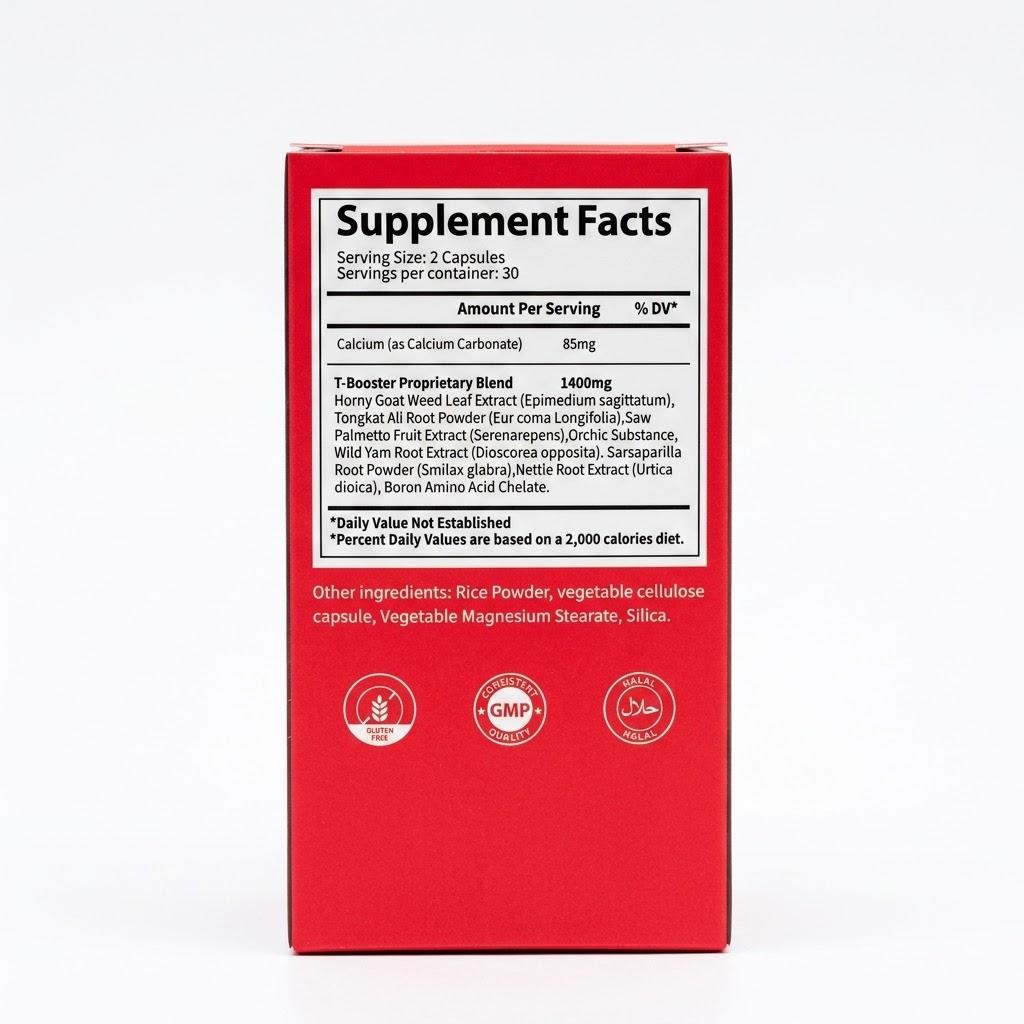 Natural Testosterone Booster – Energy, Strength & Muscle Support (60 Capsules)