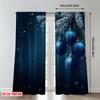 2pcs 2D flat printing Merry Christmas Party Curtains Christmas Ornament Blue Bauble Digital Printed Polyester Drapes Party