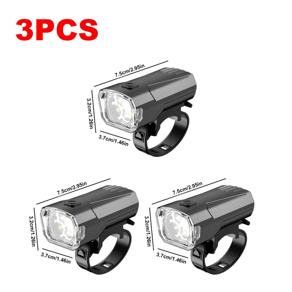1-5PCS LED Bicycle Front Light Waterproof Headlight Night Safety Warning Lamp Rechargeable Bike Flashlight Cycling Accessories