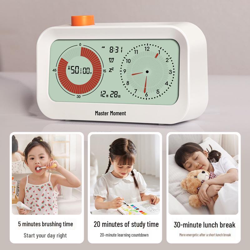 Dual Screen Timer & Alarm Clock with Countdown and Self-Discipline Visual Aid for Desktops