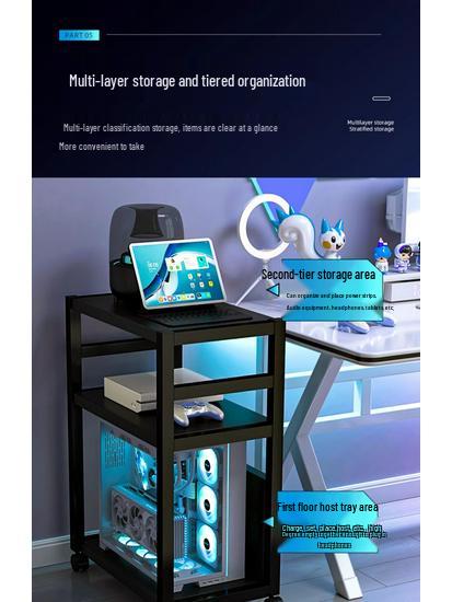 E-sports Room Computer Bracket: Movable Desktop Case Stand & Floor-standing Storage
