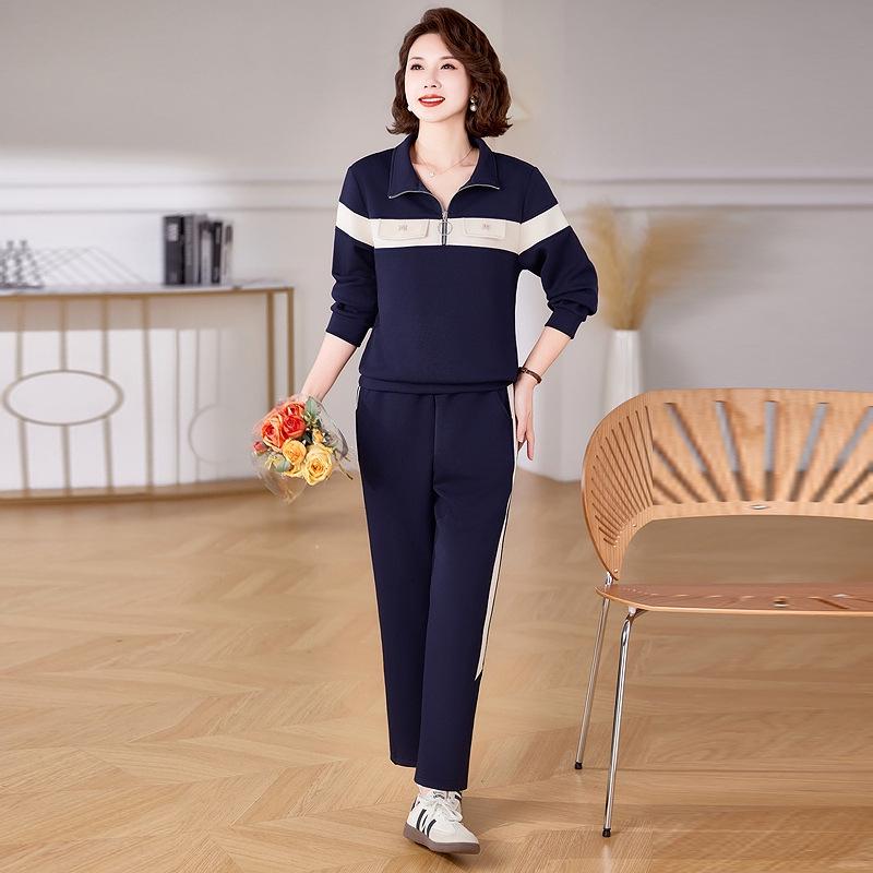 

Весна 2025 Повседневный Свободный Наряд: Спортивный костюм большого размера, толстовка для женщин среднего и пожилого возраста XL