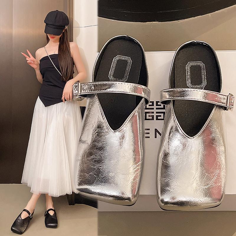 Women's Slippers Flat Sole Cover Toe Square Toe Ladies Shoes Dress Daily Commute Summer Lazy People Zapatillas De Mujer