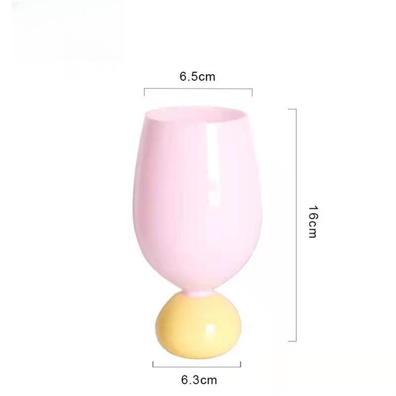 Modern Middle Ancient Cream Color Red Wine Glass Simple Tulip Fresh Ins Milk Drink Juice Cup Household Tall Water Cup