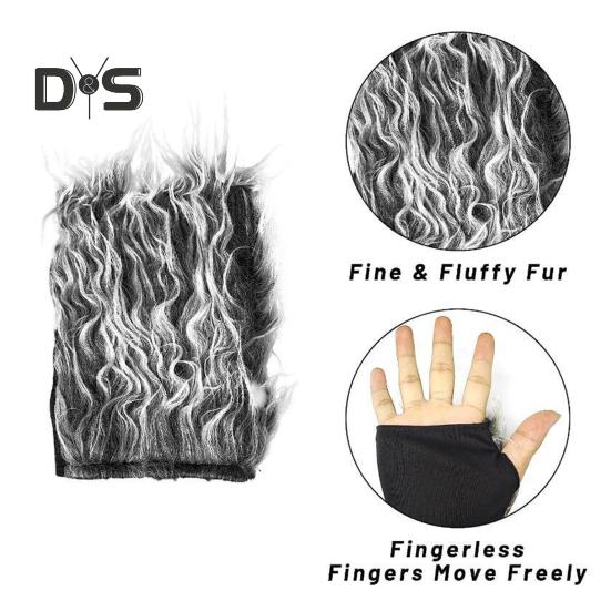 Wolf Ear Tail Set Realistic Design Plush Headband Gloves Tail Set Halloween Parties Role-Playing Accessories