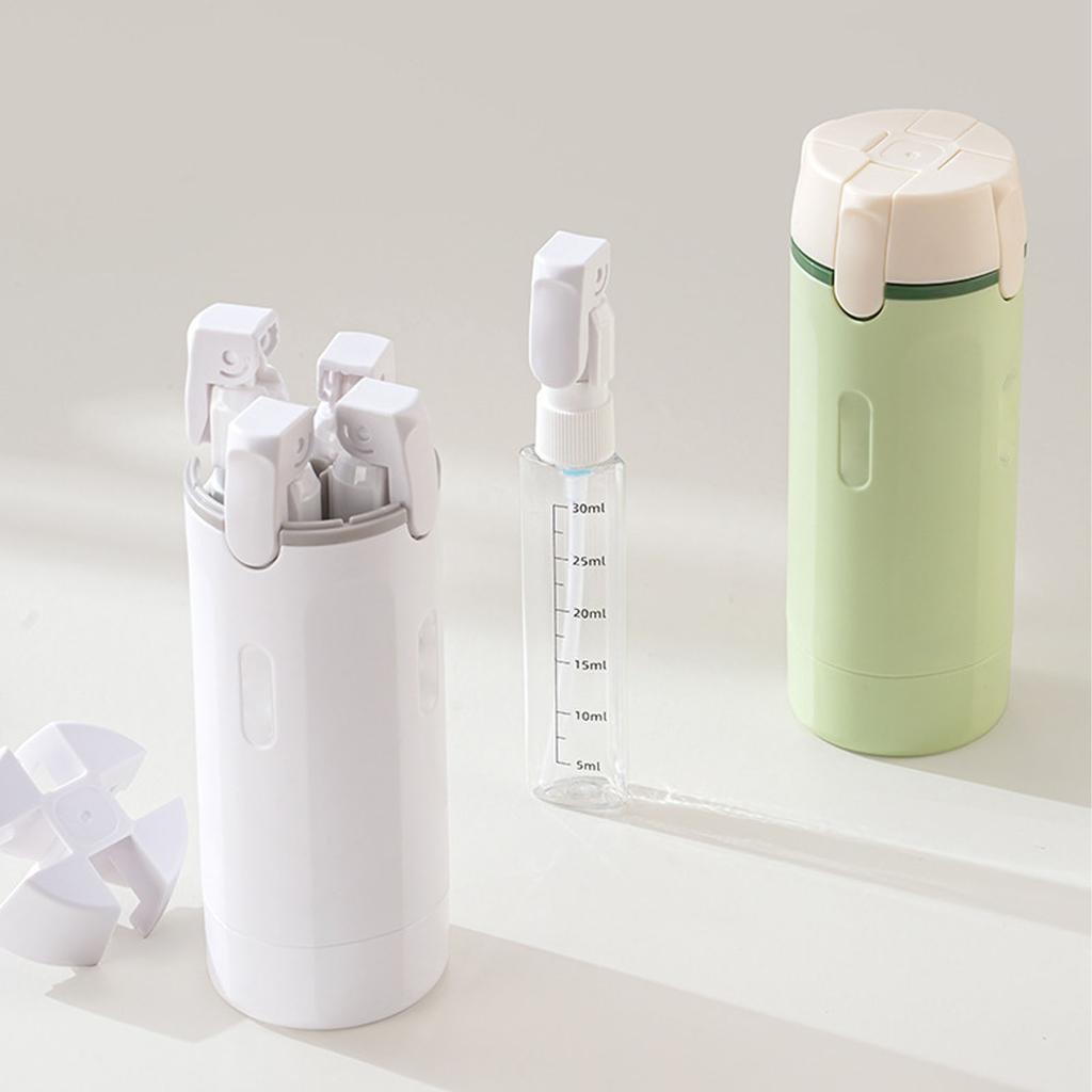 4 in 1 Travel Dispenser Bottle 30ML Clr Scale Lkproof Portable Press Bottle Kit for Shampoo Conditioner Lotion