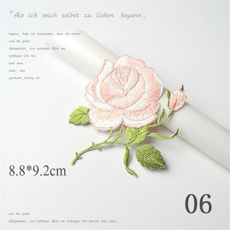 Zarte Rosenstickerei Aufbügel- Aufnäher für Kleidung Applikation DIY Hut Mantel Kleid Hose Zubehör Stoffaufkleber