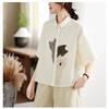 DIMANAF 2026 Women Plus Size New Summer Blouse Shirt Short Sleeve Cotton Print Casual Loose Lady Tops Shirts