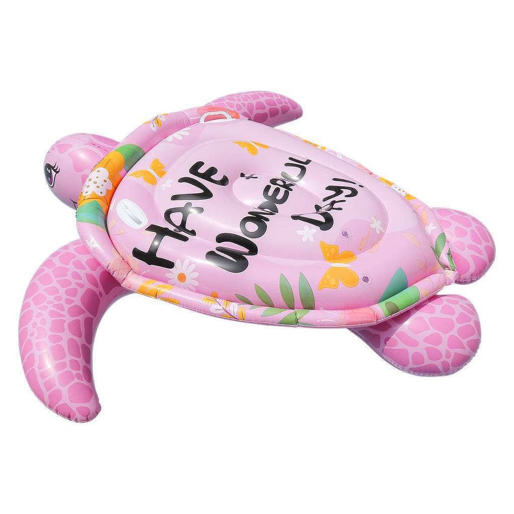 Pink Sea Turtle Inflatable Raft for Adults - Large Floating and Riding Raft