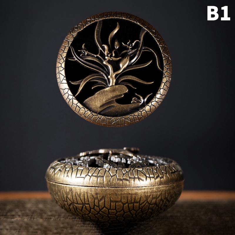 

Антикварна курильниця з порожнистою кришкою, слива, орхідея, бамбук, металевий тримач для спіралі від комарів, домашня тарілка для духовки з сандалового дерева