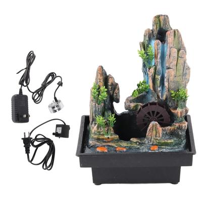 Resin Desktop Fountain Indoor Waterfall Fountain Desk Rockery Decoratopns with Atomizer for Home