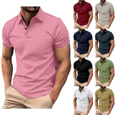 Summer Men's Button Up Round Neck Short Sleeved Shirt Solid Casual Top