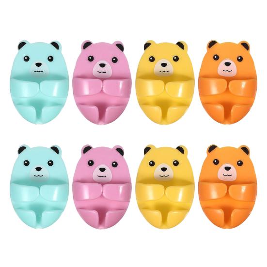 Socket Hanger Cartoon Bear Design Socket Holder Self-Adhesive No-Punch Wall Socket Holders Cable Management