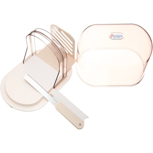Pearl Metal Paniere C-1097 Bread Case with Slice Guide and Bread Knife, Made in Japan