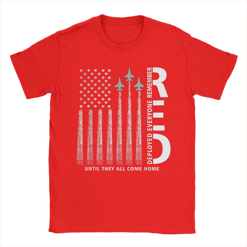 Remember Everyone Deployed RED Friday Military American Flag Unisexs T Shirts Tees Short Sleeve Round Neck TShirts Clothing