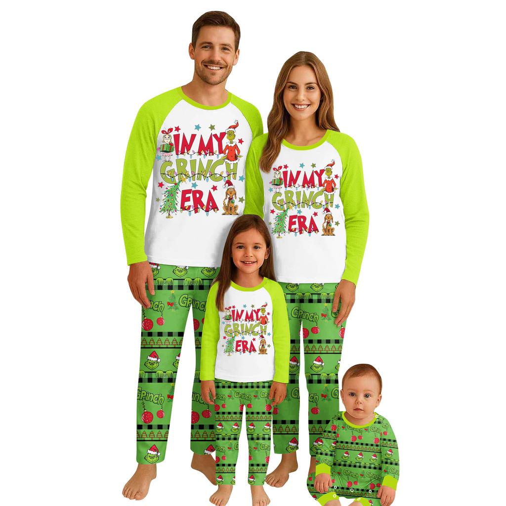 Familie Matchende Sett Pyjamas, Loungewear Antrekk, Familie Matchende Langermet Topp+Bukse Sett