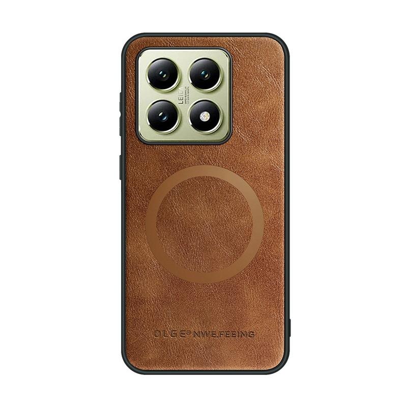 

Роскошный кожаный тонкий чехол для телефона Magsafe для Xiaomi 14T Pro 13T Poco F6 X6 X5 Pro Redmi Note 13 Pro 12 11 матовый противоударный магнитный бампер Xiaomi Poco M6 коричневый