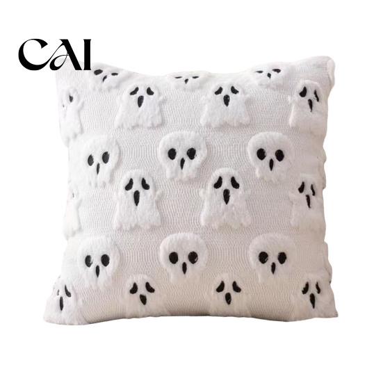 Decorative Pillow Cover for Couch Plush Pumpkin Cushion Cover, Halloween Throw 18 X Inch Ghost Case Cute Soft Spooky Season, Cozy Fall Home Decor