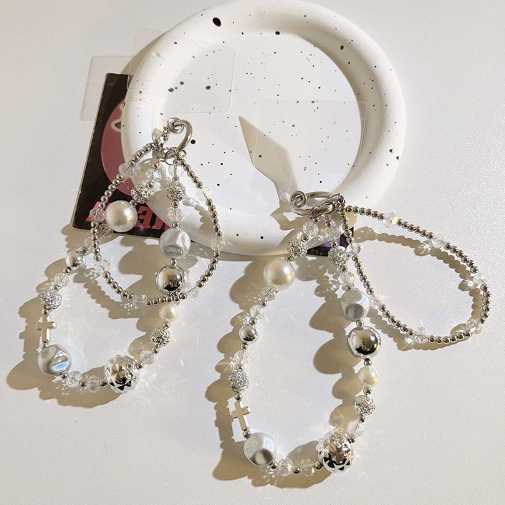 Hanging Cord Y2K Phone Chain Pearl Bead Cellphone Strap Fashion Mobile Phone Lanyard  Jewelry Gift