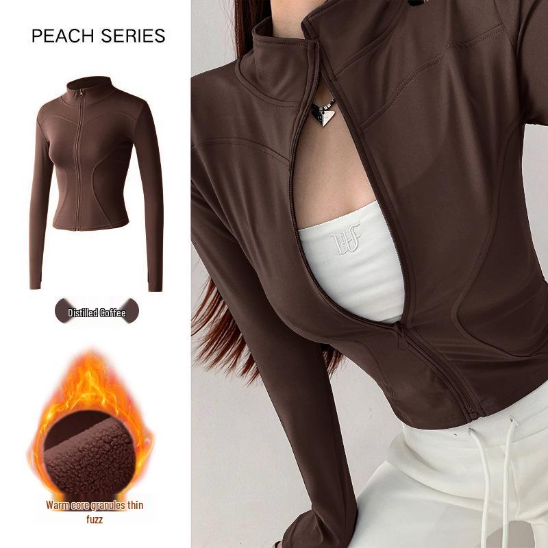 Women's Slim-Fit Fleece-Lined Running Jacket - Autumn/Winter 2025 Yoga & Fitness Long Sleeve.