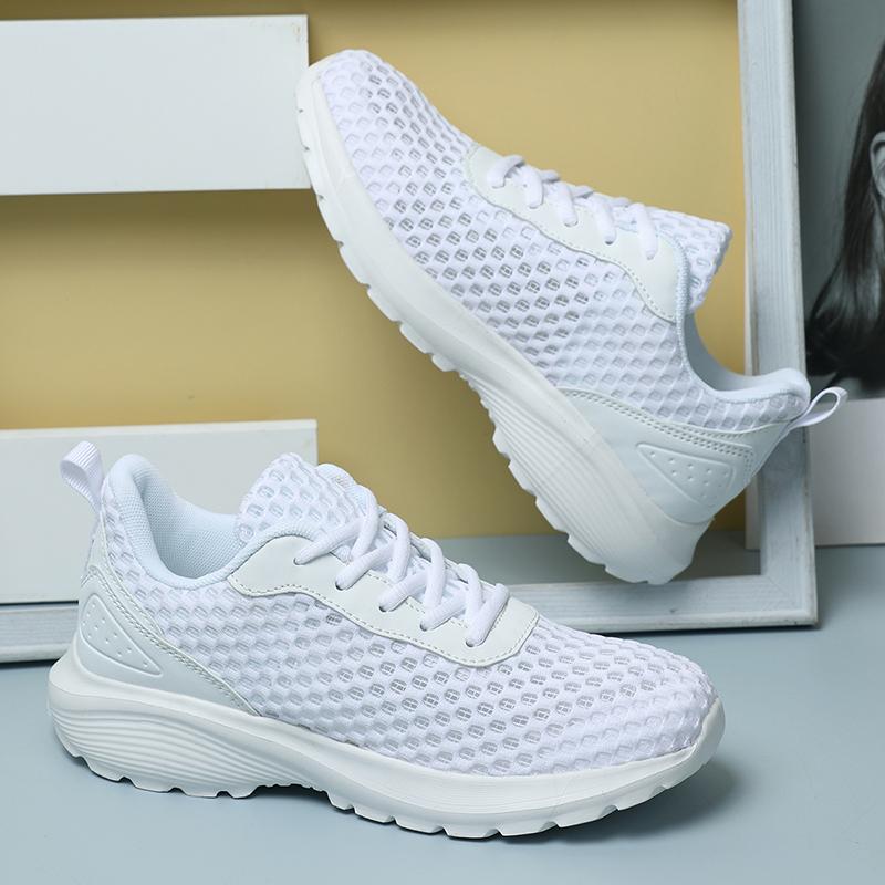 Summer Gray Women Casual Shoes Sports Mesh Breathable Summer Fashion Walking Shoes White Sneakers Big Size 42Ladies Flat Trainer